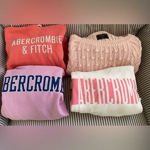 Abercrombie bundle - white crew & pink hoodie- size L; sweater & coral hoodie xl